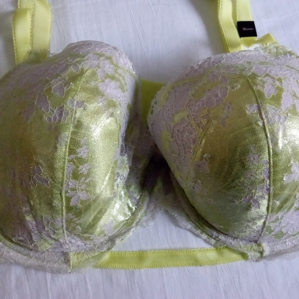 Lace Overlay Bra in Light Green